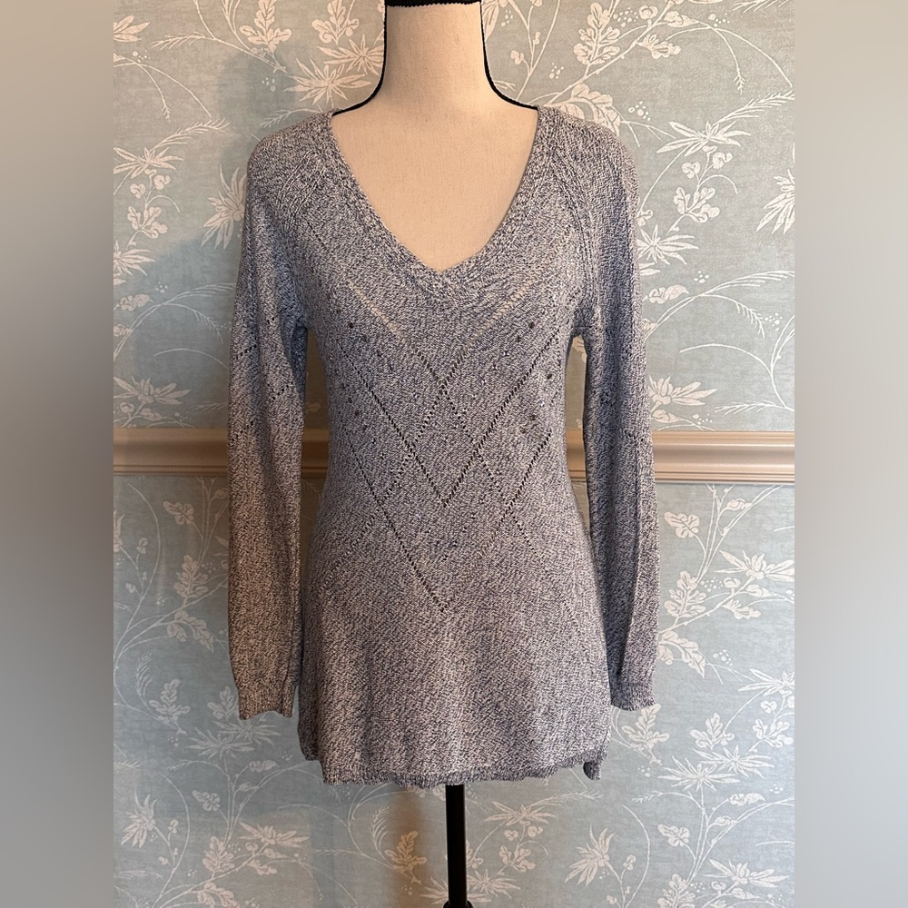 WHBM Blue loose knit tunic sweater